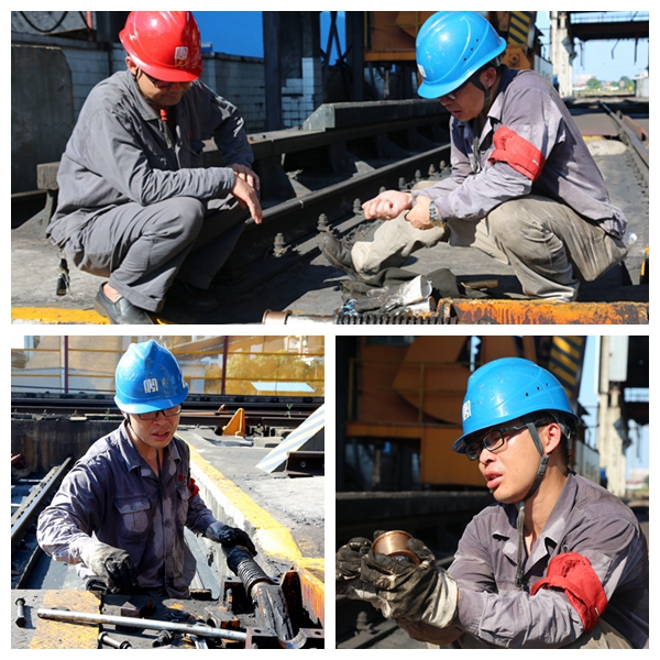 （配圖五：燃檢人員葉琪在烈日下進(jìn)行遷車臺(tái)設(shè)備檢修）.jpg